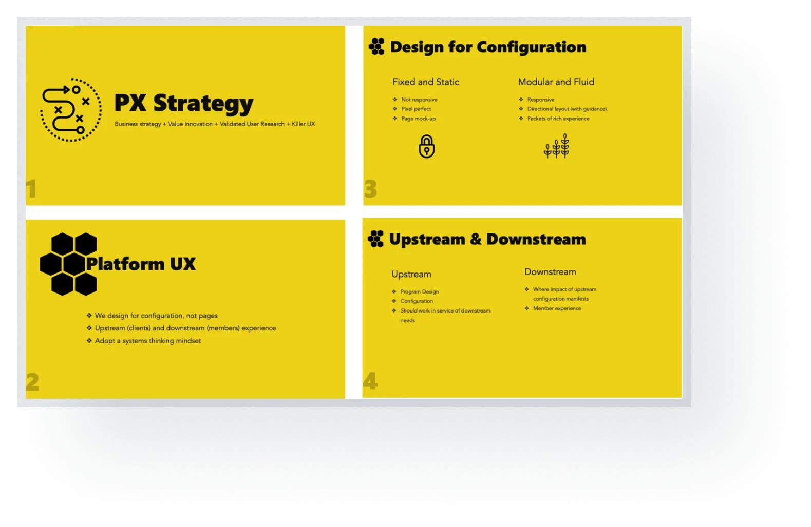 Platform UX strategy: design for configuration, upstream client and downstream member experience, and a systems thinking mindset