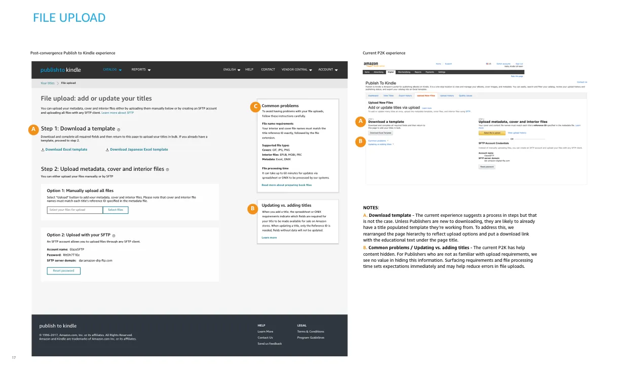 File upload redesign: template download and file upload consolidated into one view, with common problems and requirements surfaced inline